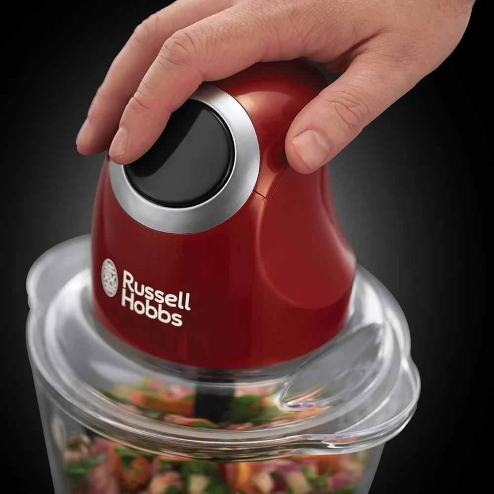 Подрібнювач Russell Hobbs Desire, 200Вт, чаша 1000мл, скляна, пластиковий корпус, червоного кольору.