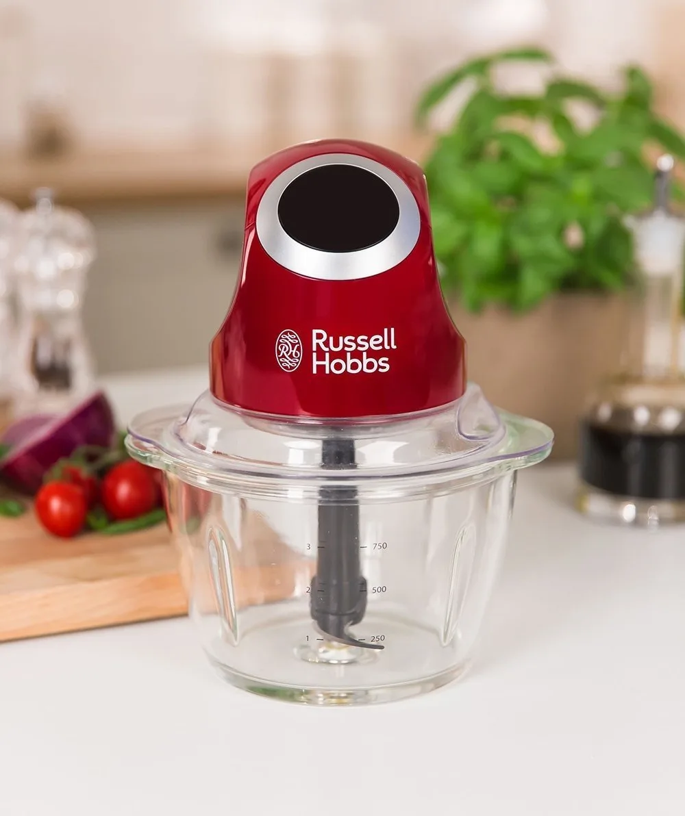 Подрібнювач Russell Hobbs Desire, 200Вт, чаша 1000мл, скляна, пластиковий корпус, червоного кольору.