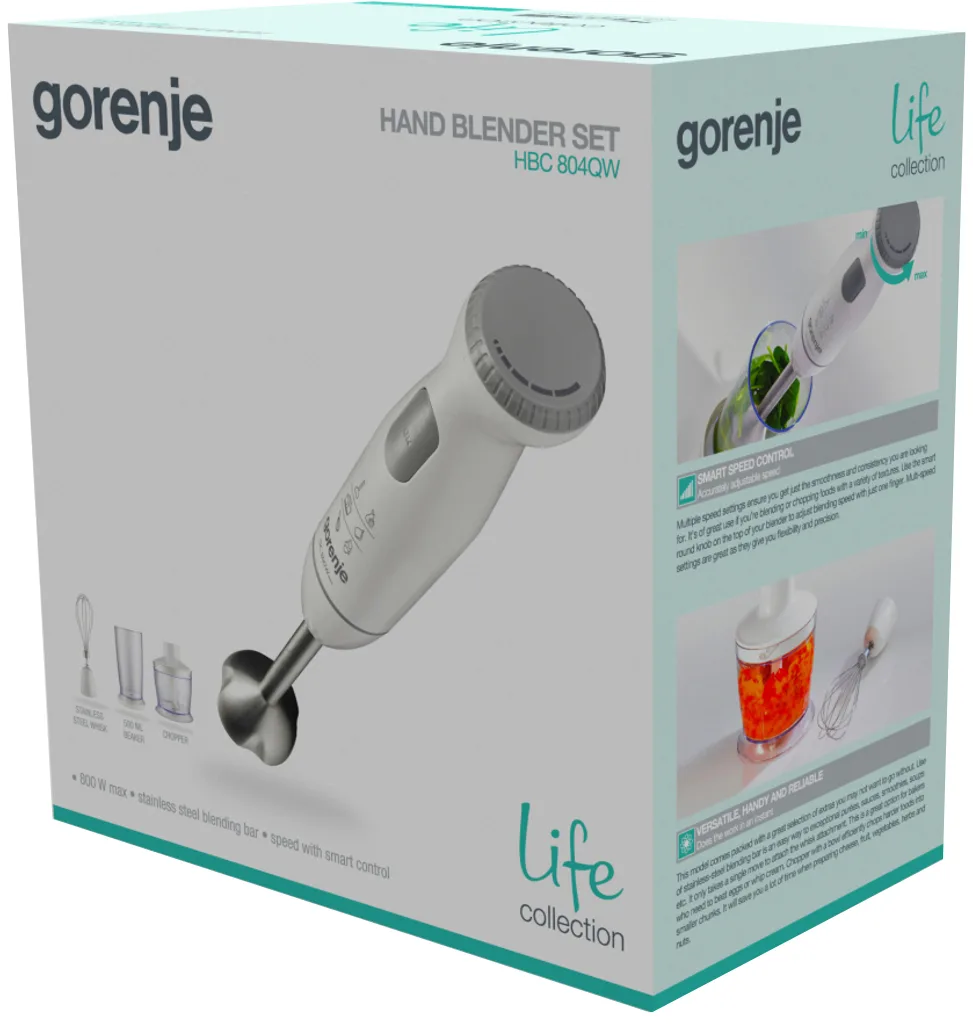 Занурювальний блендер Gorenje 800 Вт металевий 39,7 см білий