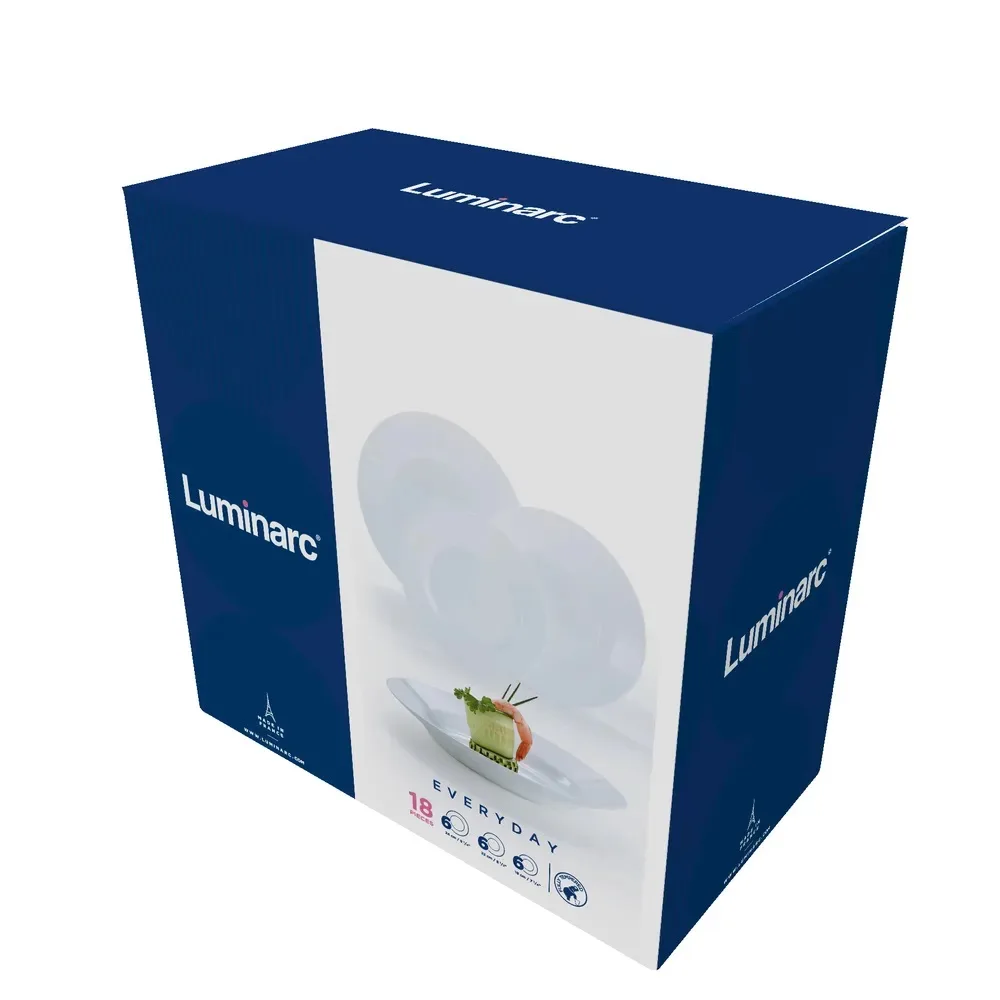 Сервіз столовий Luminarc Everyday 18 предметів Скло Білий для 6 осіб