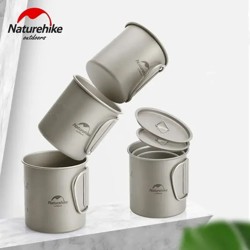 Титанова кружка с ручкой 600 мл Naturehike серебристая