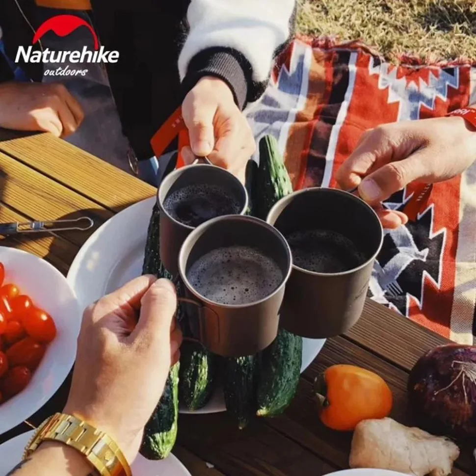 Титанова кружка с ручкой 600 мл Naturehike серебристая