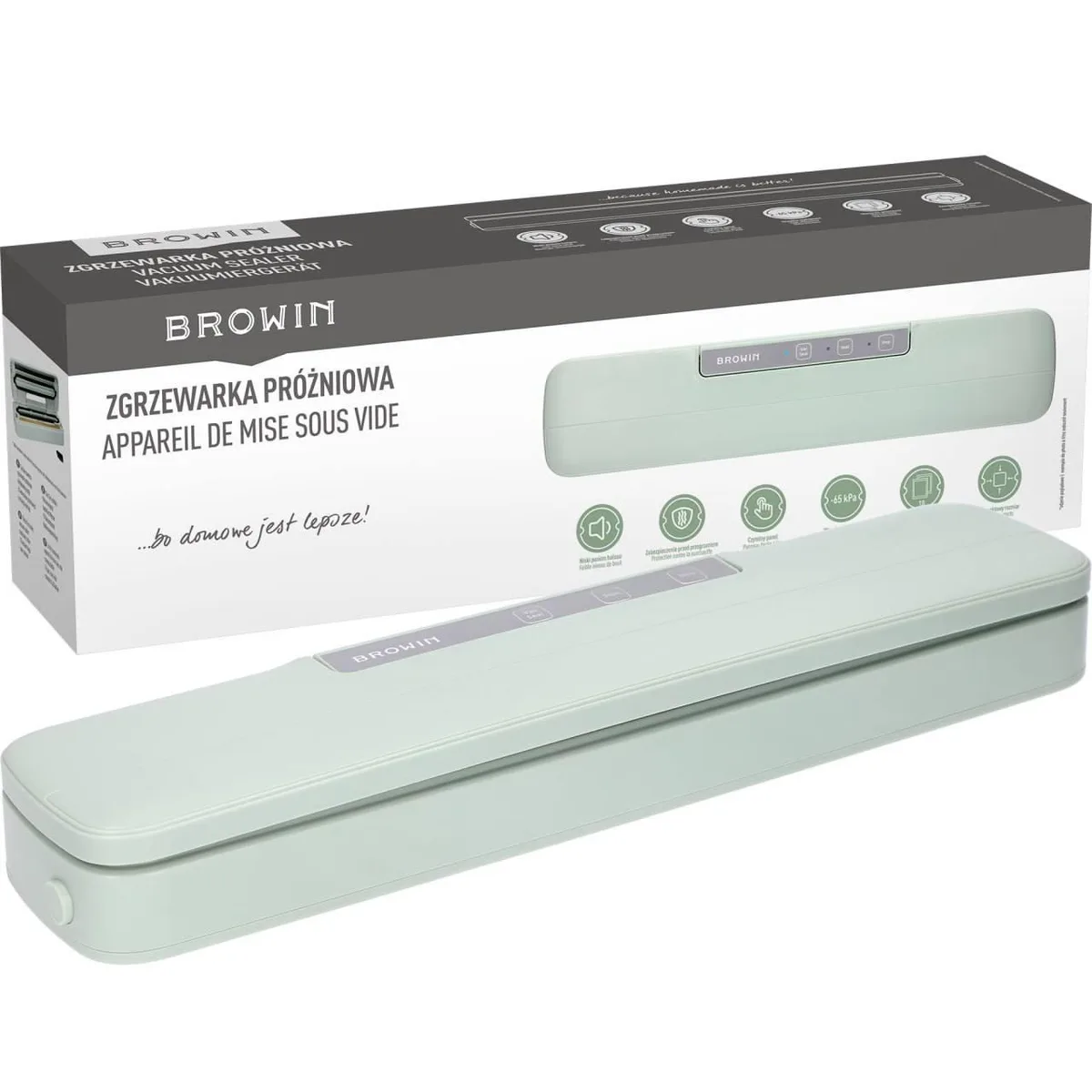 Вакуумний упаковник Browin 110 Вт 38х15,5х8,2 см фісташковий