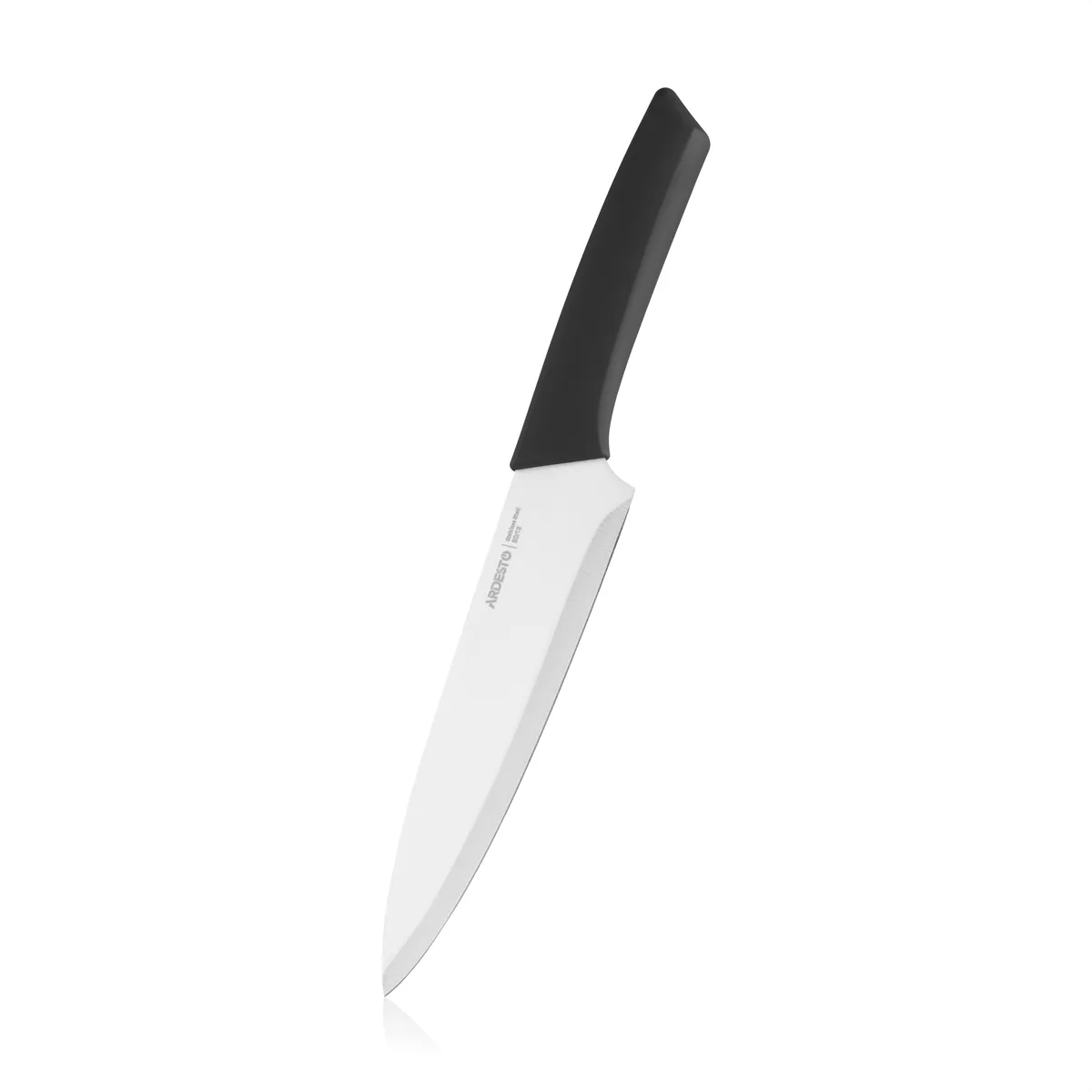 Кухонный нож шеф-повара ARDESTO Gemini Gourmet, 20 см, изготовлен из нержавеющей стали, с пластиковой ручкой, черного цвета.