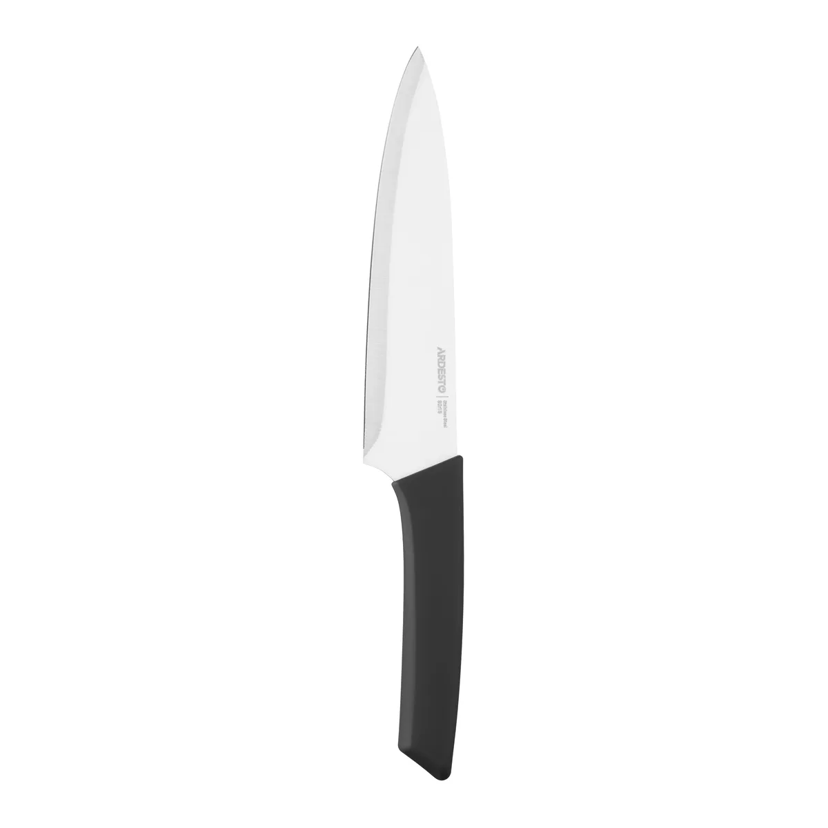 Кухонный нож шеф-повара ARDESTO Gemini Gourmet, 20 см, изготовлен из нержавеющей стали, с пластиковой ручкой, черного цвета.