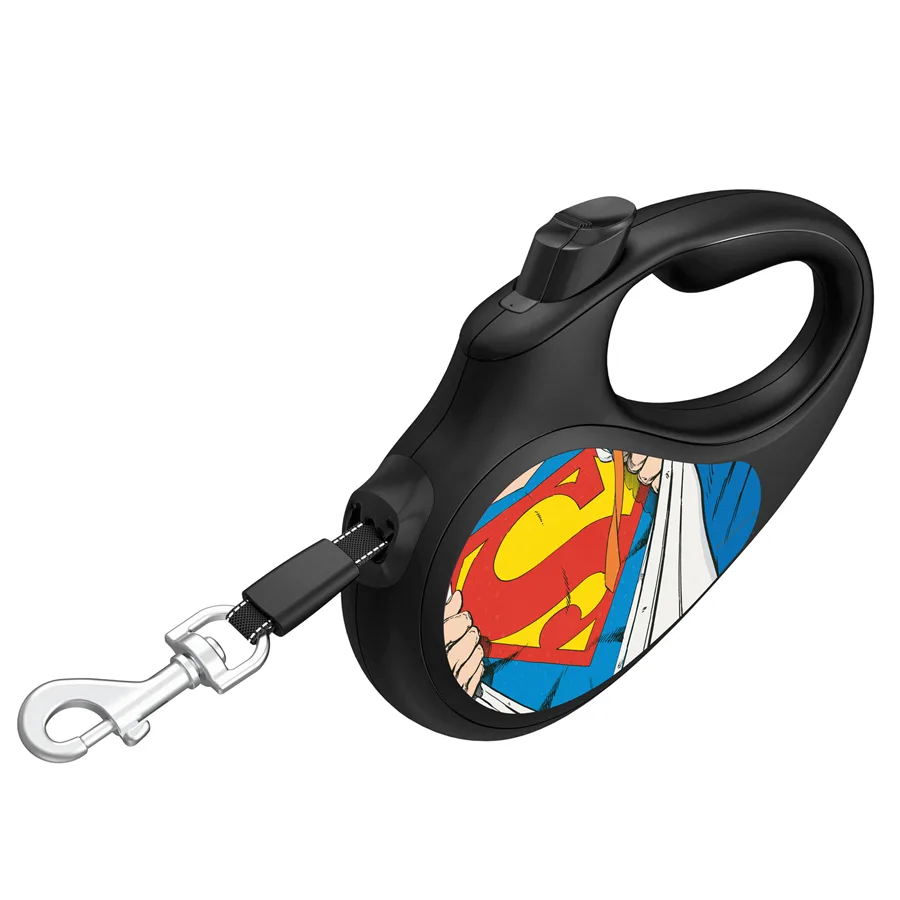 Поводок-рулетка WAUDOG R-leash L 500 см пластик черный светоотражающая лента Супермен Герой