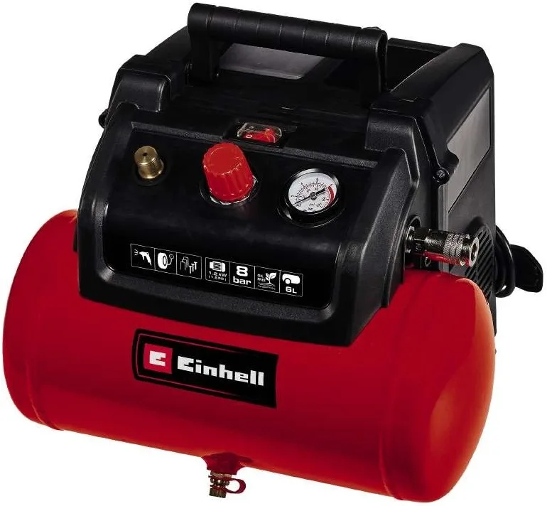 Безмасляний повітряний компресор Einhell TC-AC 190/6/8 OF, 1200Вт, 6л, 190л/хв, 8бар, 8.9кг