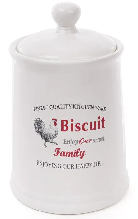 Керамічна банка Family BISCUIT 1,75 л для зберігання сипучих продуктів біла Тоскана