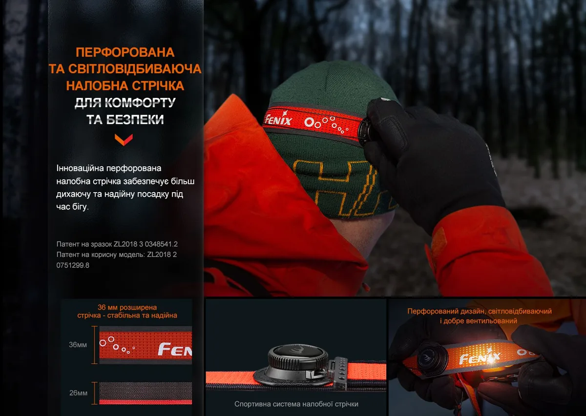 Ліхтар налобний Fenix магнієвий 66х45х30 мм червоний