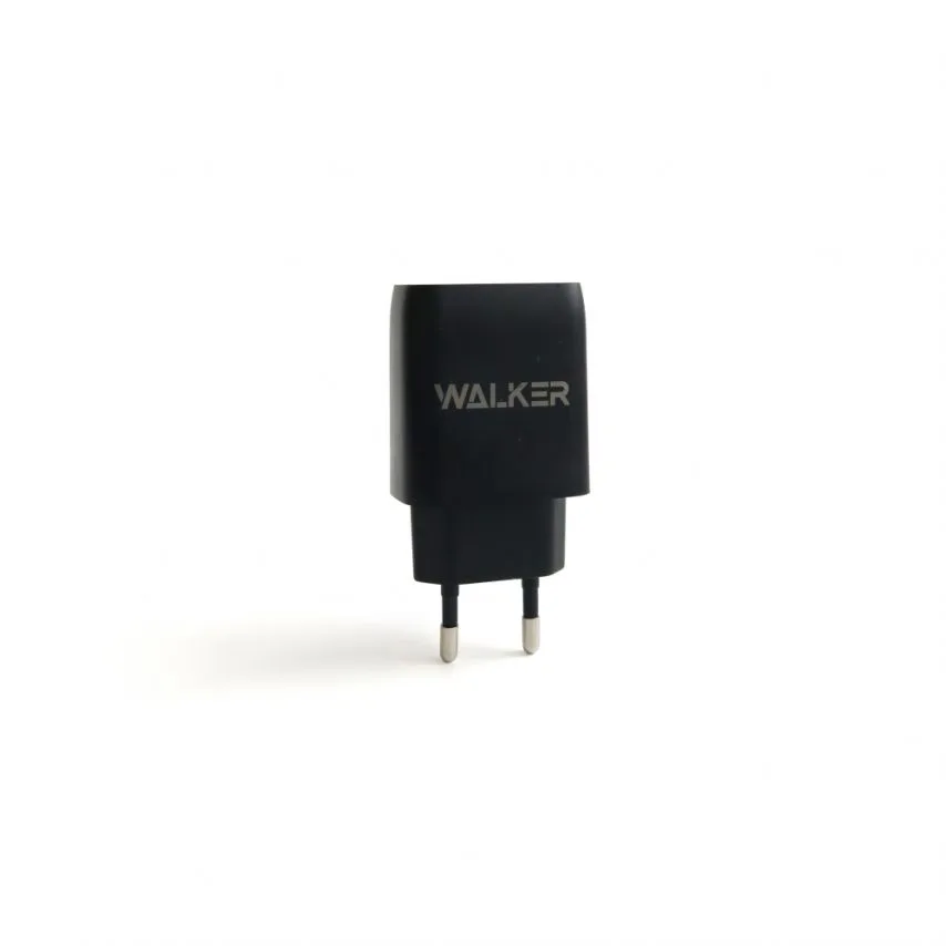 Мережевий зарядний пристрій WALKER пластик 68х40х22 мм чорний 2USB 2.1A