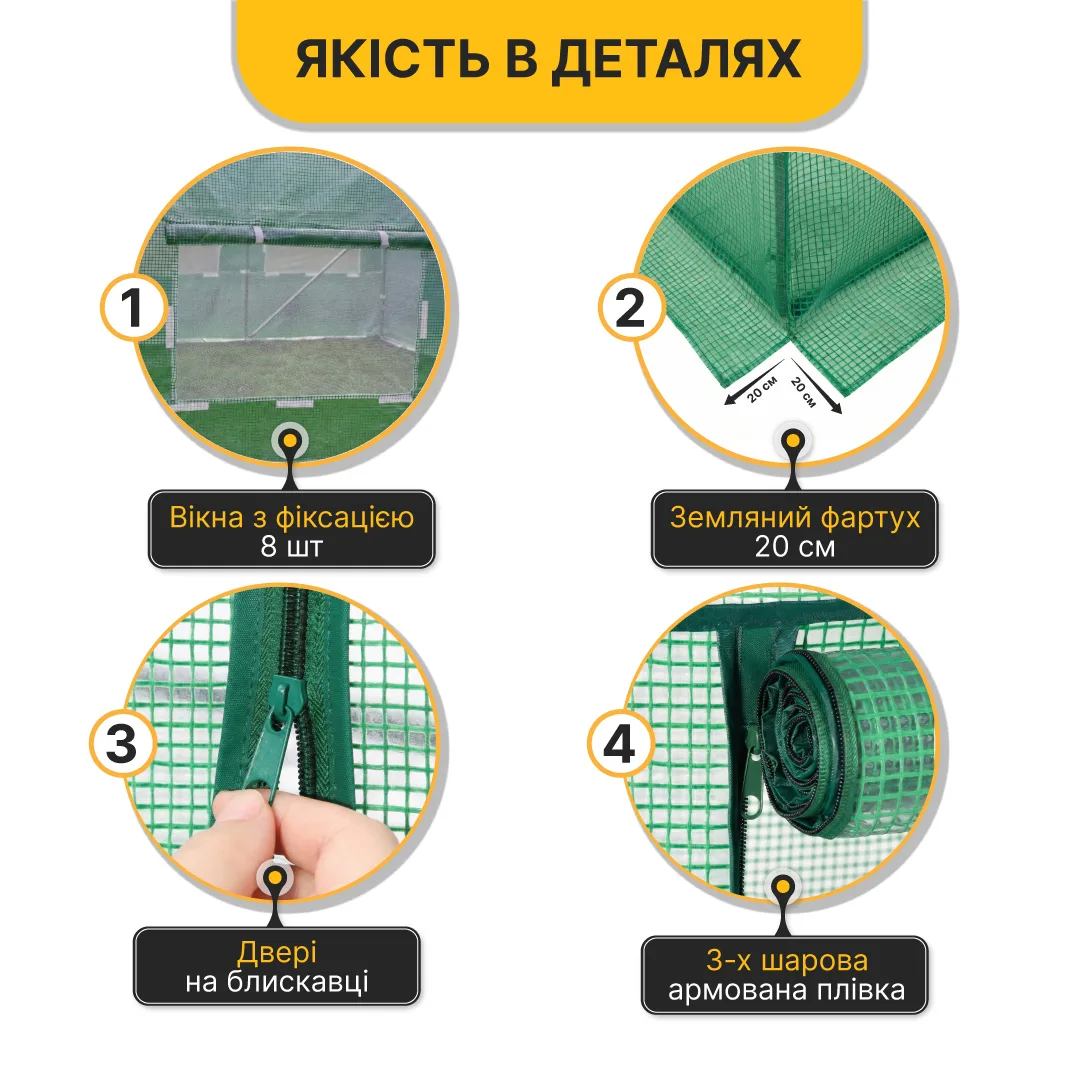 Пленка для теплицы LEOBRO армированная 9м2 зеленая