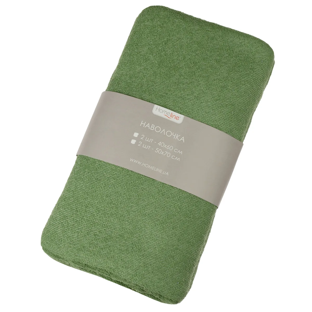 Махрові наволочки Home Line 50х70 см бавовна хакі 2 шт