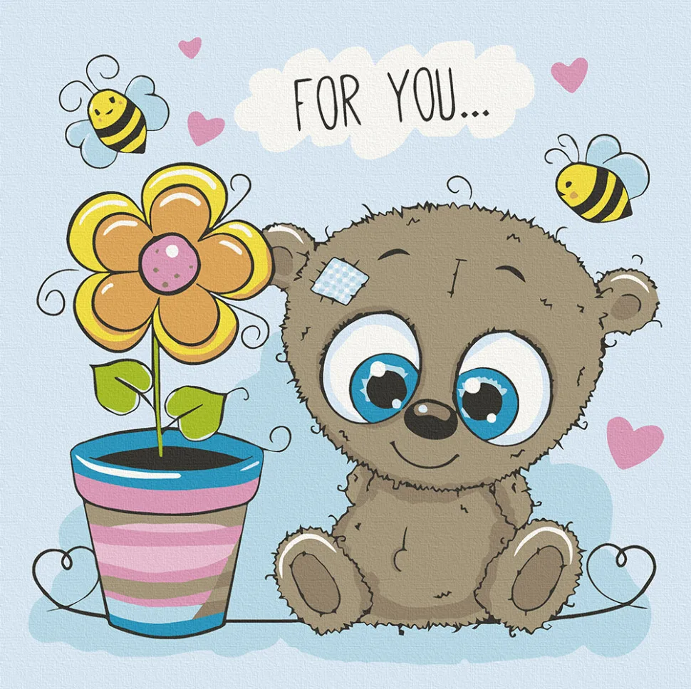 Картина по номерах Art Craft акрил 30х30 см Ведмежонок з квіточкою