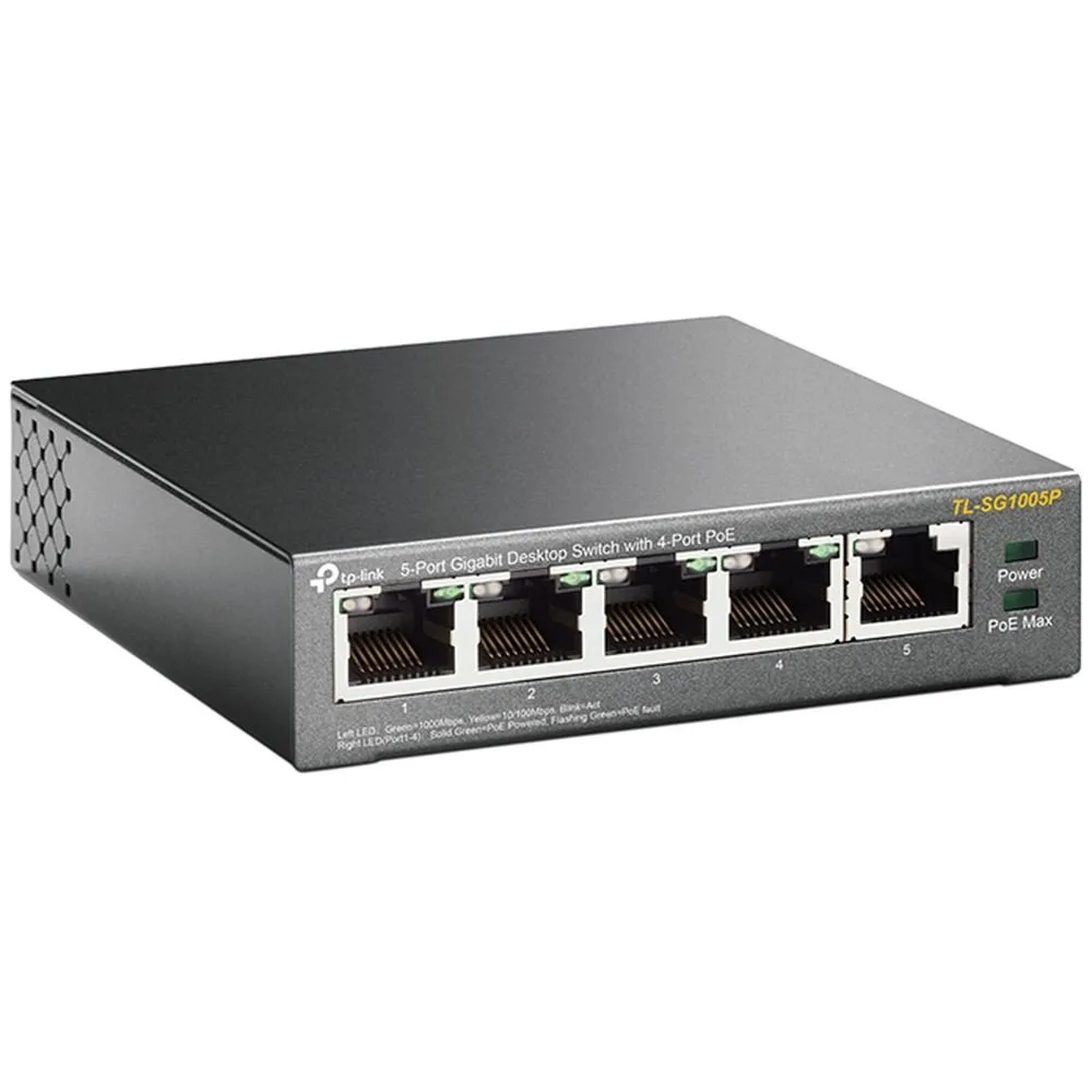 Комутатор TP-Link 5 портів 10/100/1000 Мбіт/с 4 порти PoE 56Вт Некерований
