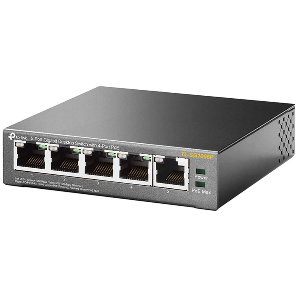 Комутатор TP-Link 5 портів 10/100/1000 Мбіт/с 4 порти PoE 56Вт Некерований