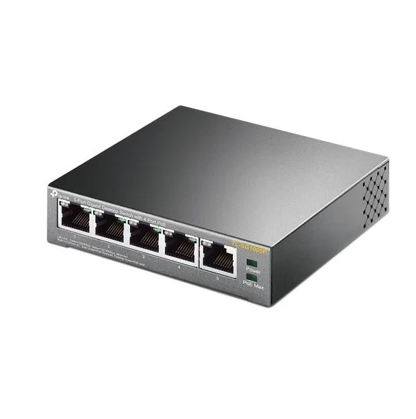Комутатор TP-Link 5 портів 10/100/1000 Мбіт/с 4 порти PoE 56Вт Некерований