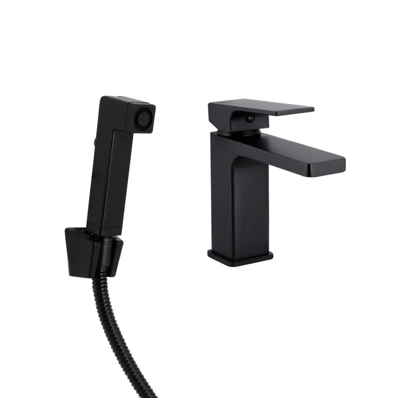 Змішувач для раковини Qtap Gemini QTGEM272BLM45690 одноважільний латунний 60х169х148 мм чорний матовий