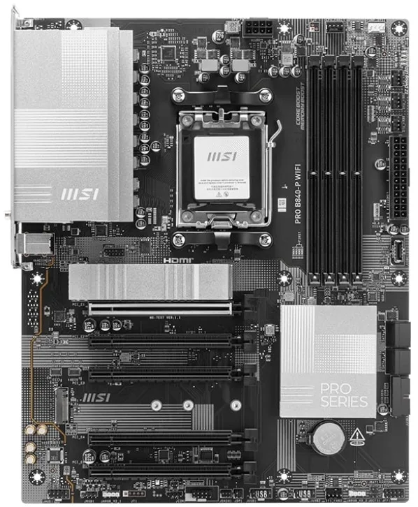 Материнская плата MSI PRO B840-P WIFI sAM5 B840 4xDDR5 M.2 HDMI Wi-Fi BT ATX