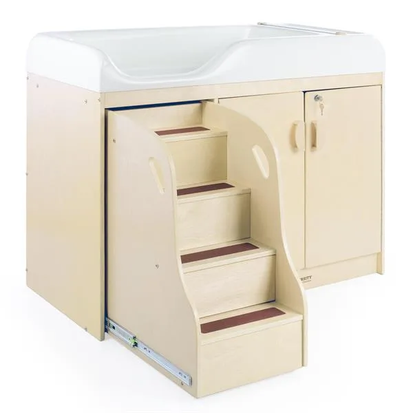Сповивальний стіл University дерев'яний 147х83 см бежевий з висувними сходами