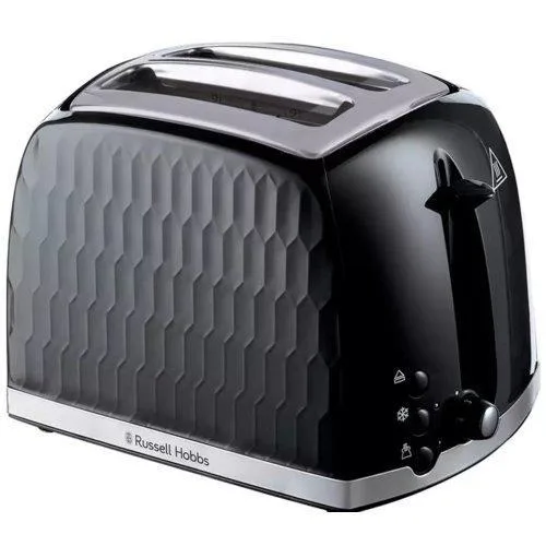 Тостер Russell Hobbs Honeycomb 850Вт, з широкими слотами, пластиковий, чорного кольору.