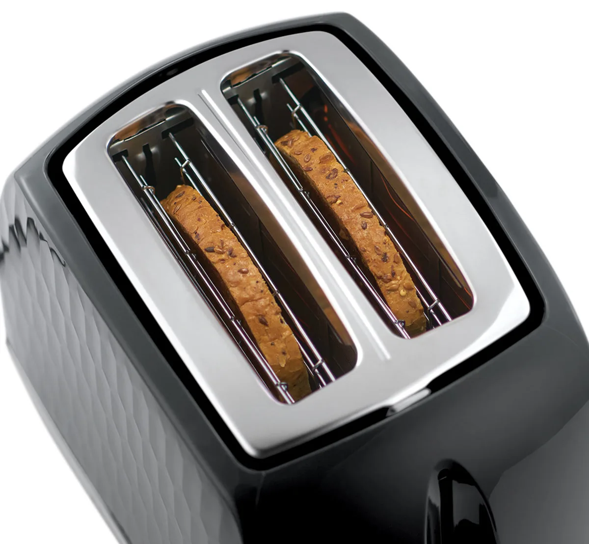 Тостер Russell Hobbs Honeycomb 850Вт, з широкими слотами, пластиковий, чорного кольору.