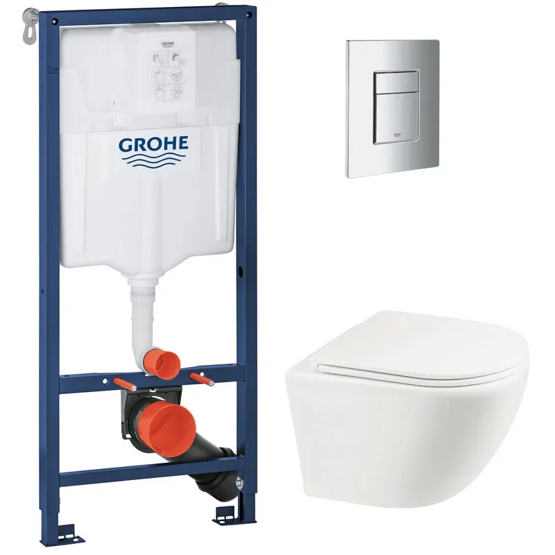 Комплект Grohe Унітаз підвісний 495х365х365 мм Глянцевий Білий