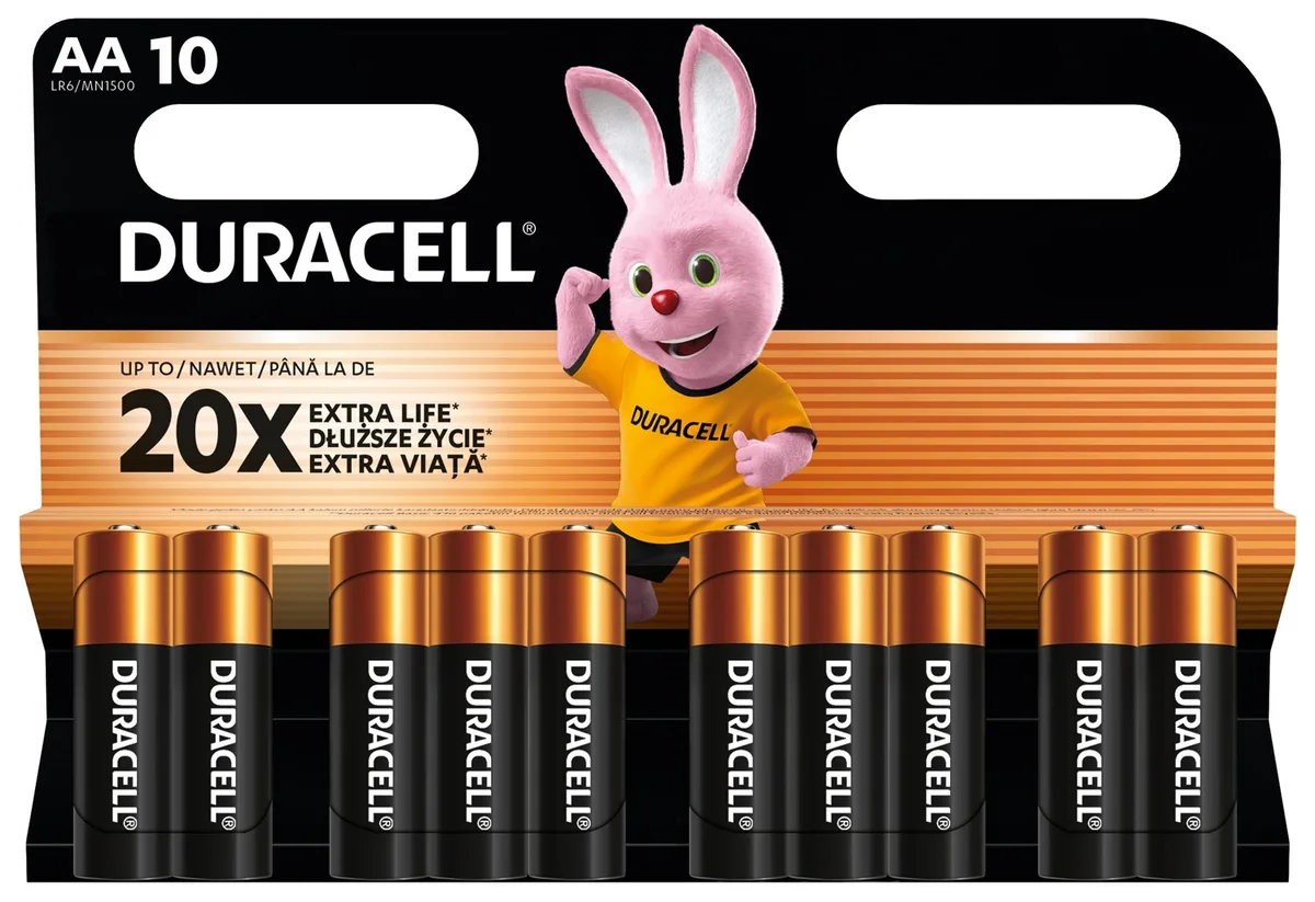 Лужні батарейки Duracell АА 1,5В уп. 10 шт.