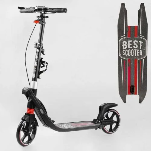 Самокат двоколісний Best Scooter з амортизаторами для дітей та підлітків з ручним гальмом.
