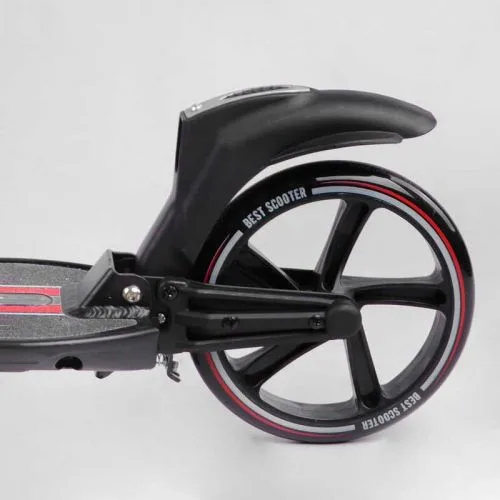 Самокат двухколесный Best Scooter с амортизаторами для детей и подростков с ручным тормозом.