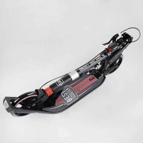 Самокат двухколесный Best Scooter с амортизаторами для детей и подростков с ручным тормозом.