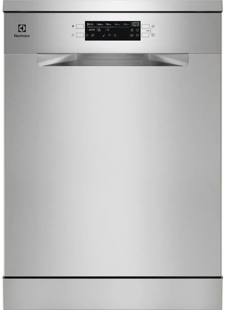 Посудомийна машина Electrolux, 13 комплектів, клас Е, 60 см, з дисплеєм, інверторним двигуном, з нержавіючої сталі.