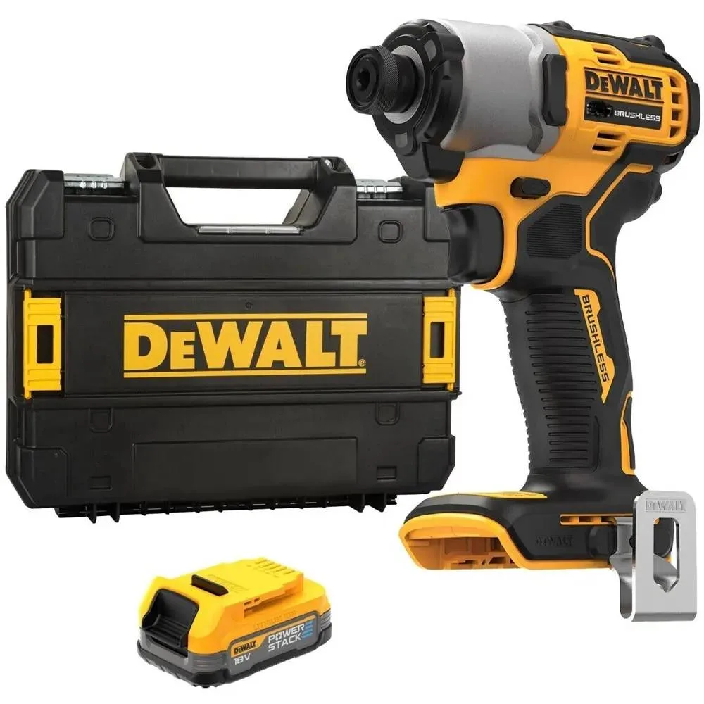 Акумуляторний ударний шурупокрут DeWalt XR Li-Ion PowerStack 18В 1х1.7А·год 192Нм 3200об/хв 4200уд/хв у кейсі 0.8