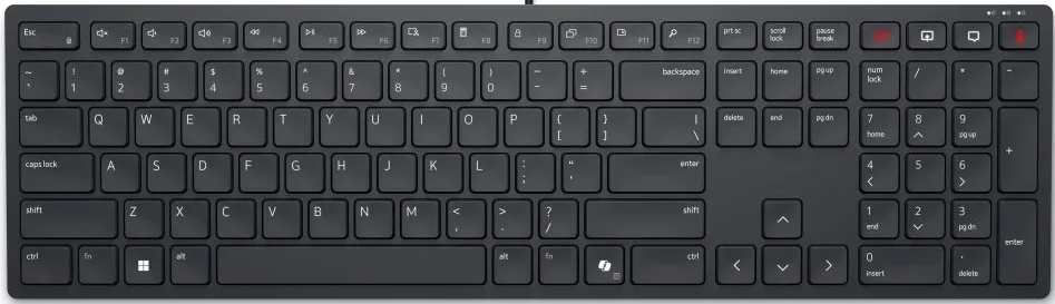 Клавіатура Dell дротова USB повнорозмірна українська чорна