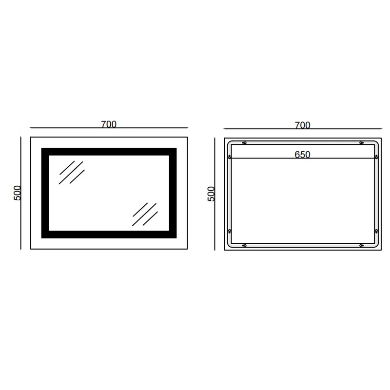 Дзеркало настінне LED Touch MIXXUS STYLE MR03 70x50 см Алюміній з антизапотівателем