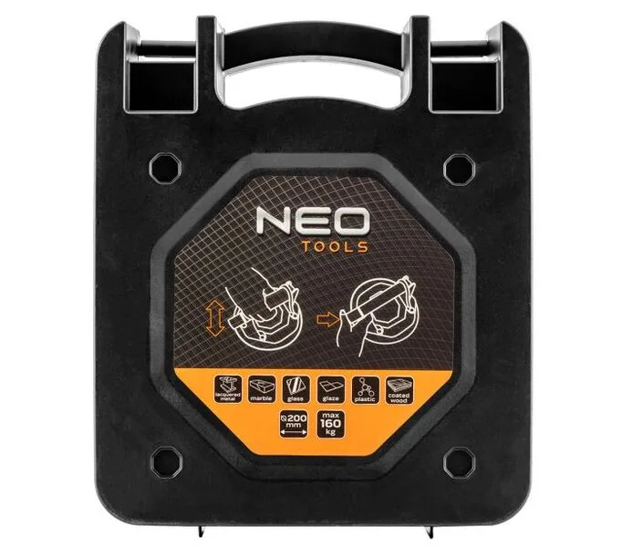 Вакуумная присоска Neo Tools, единичная, пластиковый корпус, диаметр 200мм, в кейсе, с грузоподъемностью 160кг