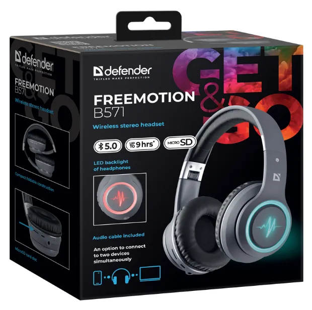 Гарнітура Defender Bluetooth метал повнорозмірні сірі