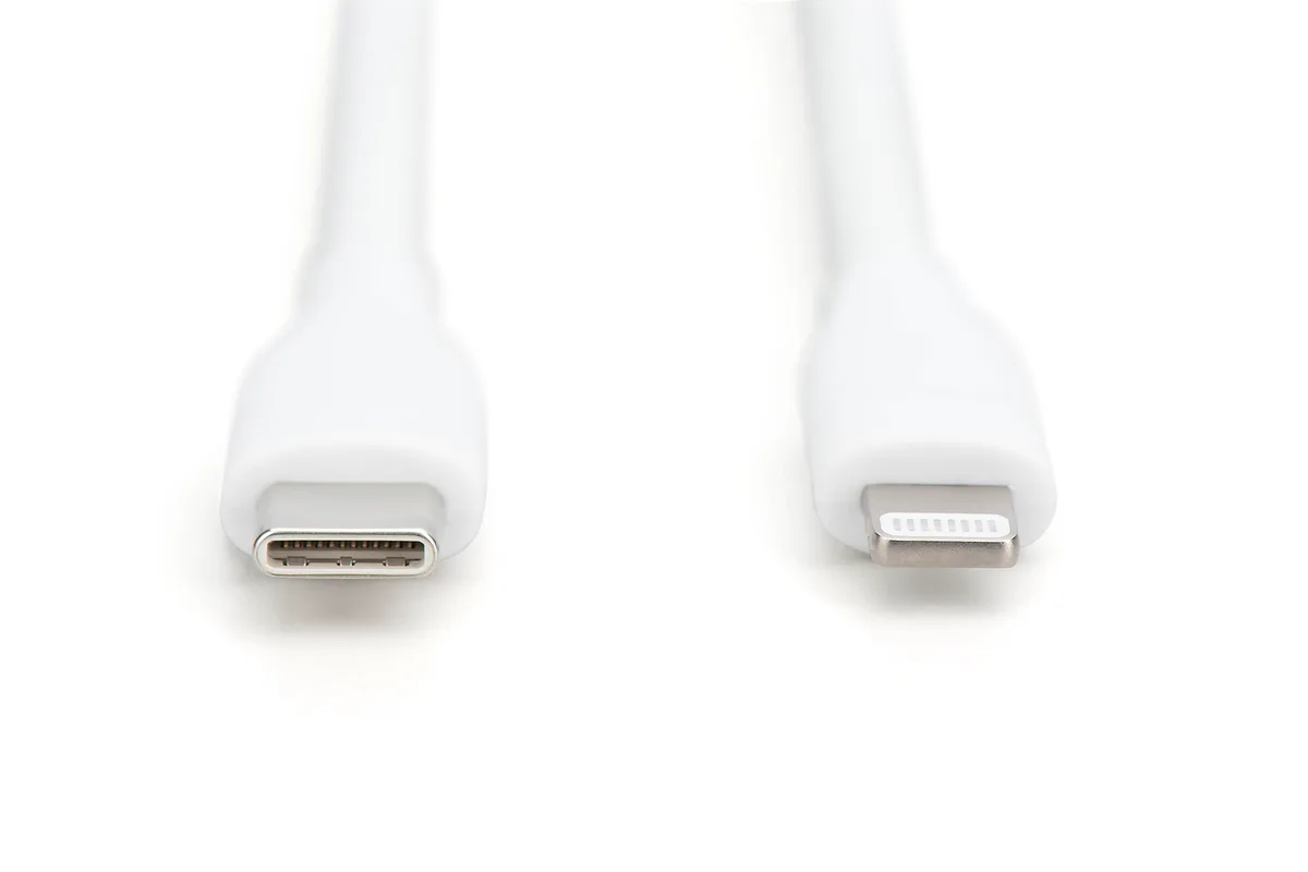 Кабель DIGITUS USB-C > Lightning заряджання/синхронізації, USB 2.0, 60W, силіконовий, 1м, білий