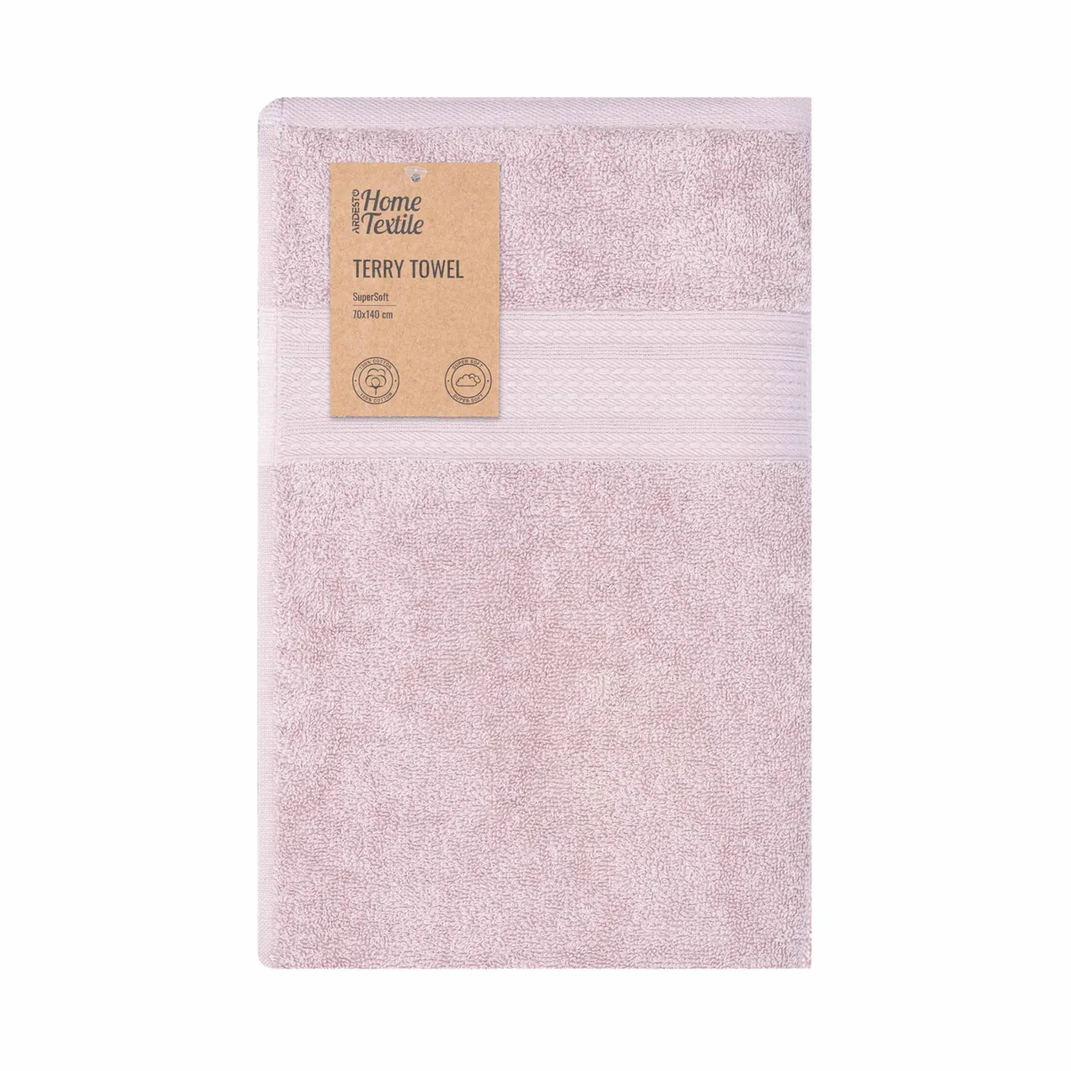 Махровий рушник ARDESTO SuperSoft 70х140 см, 100% бавовна, ніжний рожевий.