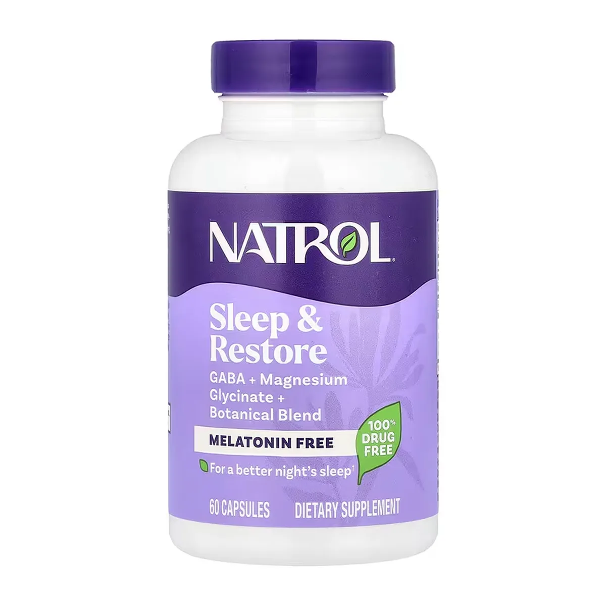 Natrol Sleep & Restore ГАМК Магній 60 капсул без мелатоніну