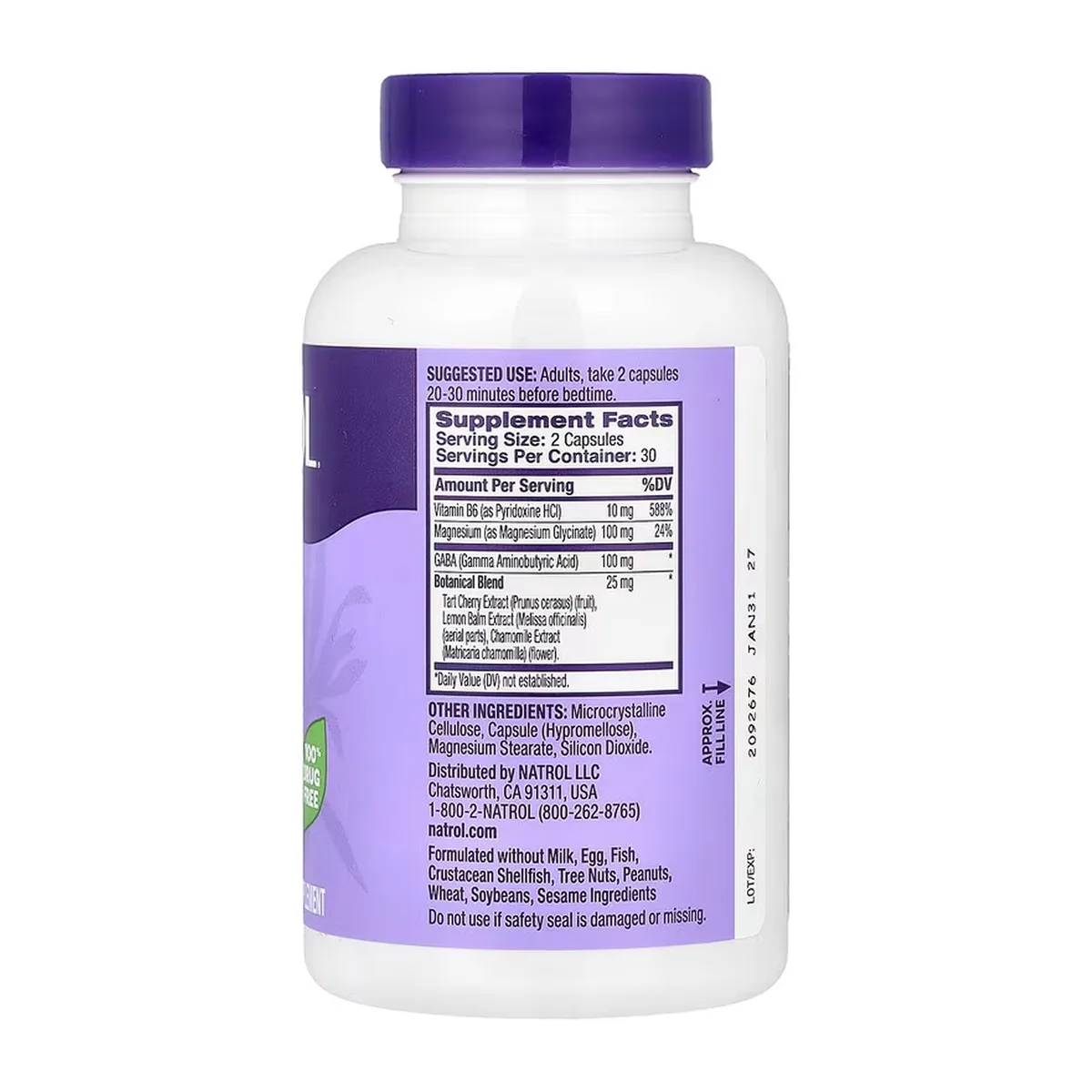 Natrol Sleep & Restore ГАМК Магній 60 капсул без мелатоніну