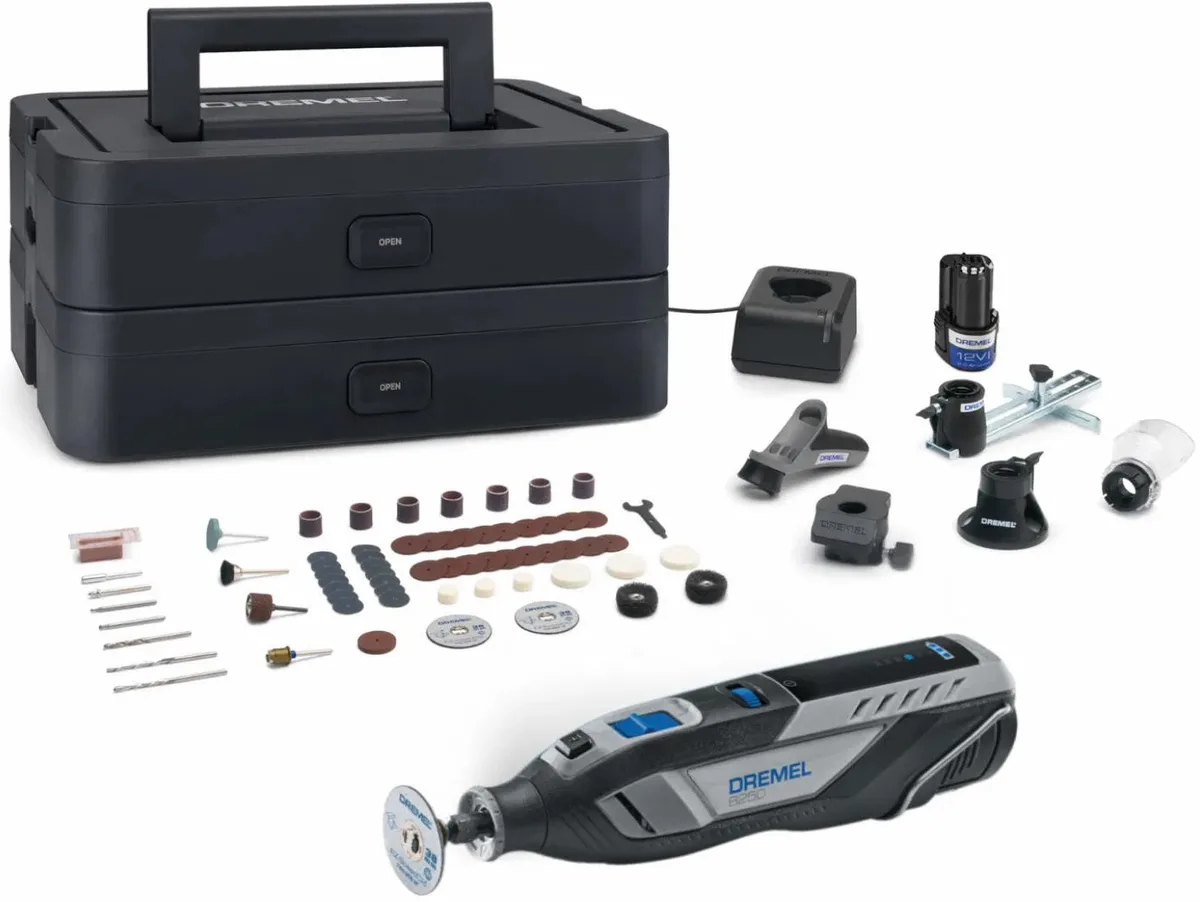 Акумуляторна шліфувально-гравірувальна машина Dremel 8250-5/65 12В 2х2А·год 5000-30000 об/хв з кейсом, вага 0.59 кг.
