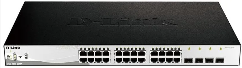 Комутатор D-Link DGS-1210-28MP 24xGE PoE, 4xSFP, 370W, WebSmart
