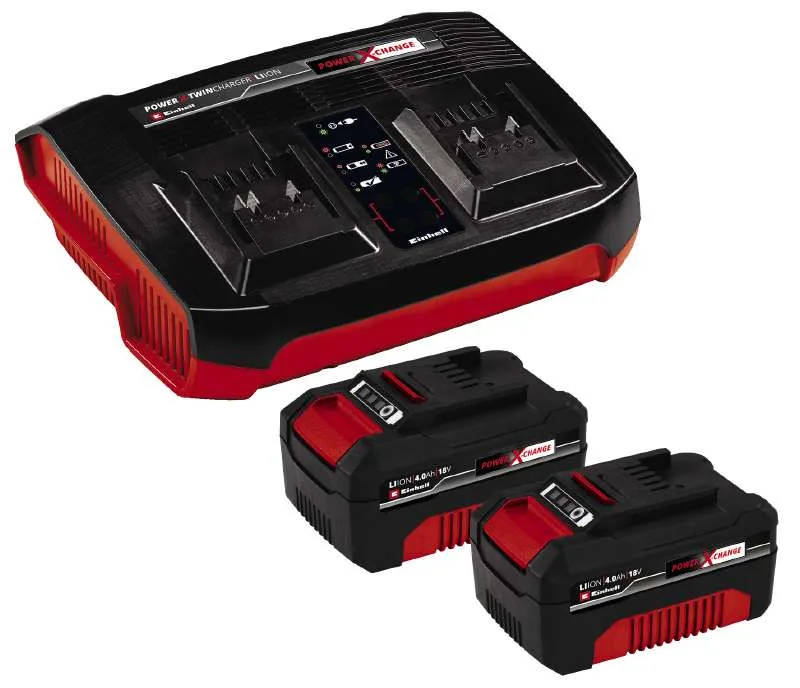 Комплект акумуляторів і зарядного пристрою Einhell Twincharger PXC 2x18В 2x4.0А·год