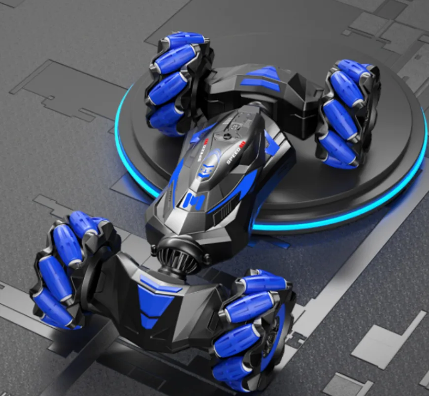 Большая трюковая детская машинка Racing STUNT с двумя пультами 29х19х10 см пластик синяя
