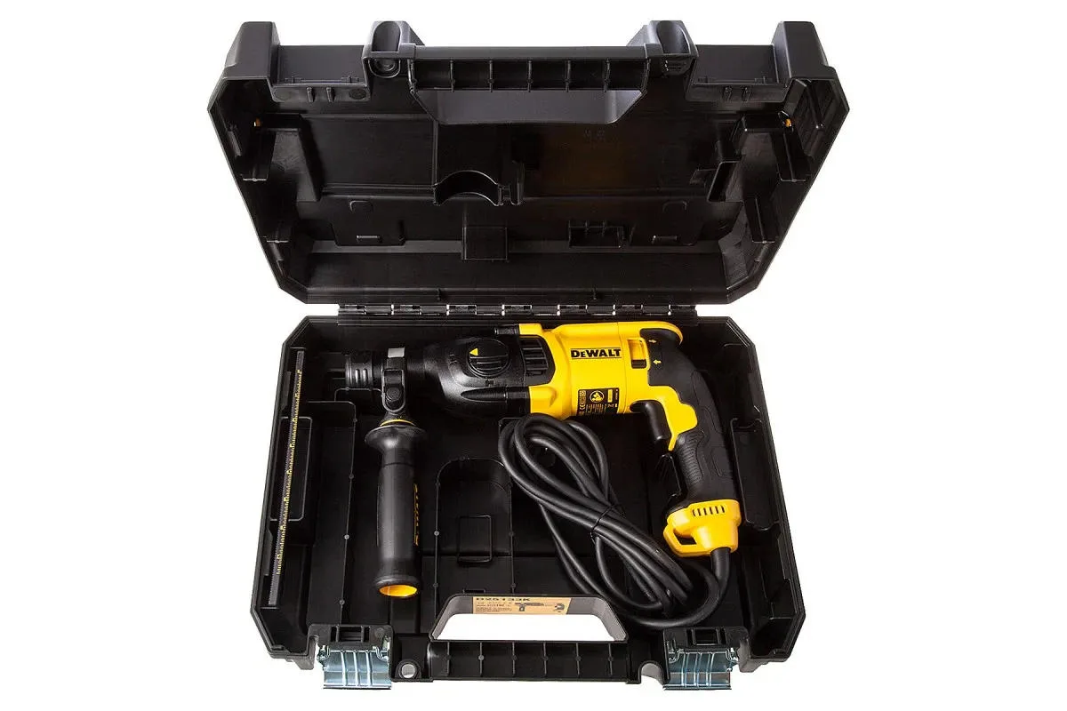 Перфоратор DeWalt SDS-Plus 800 Вт, 2.6 Дж, 0-5500 уд/хв, 0-1500 об/хв, 3 режими, у комплекті кейс, вага 2.6 кг.