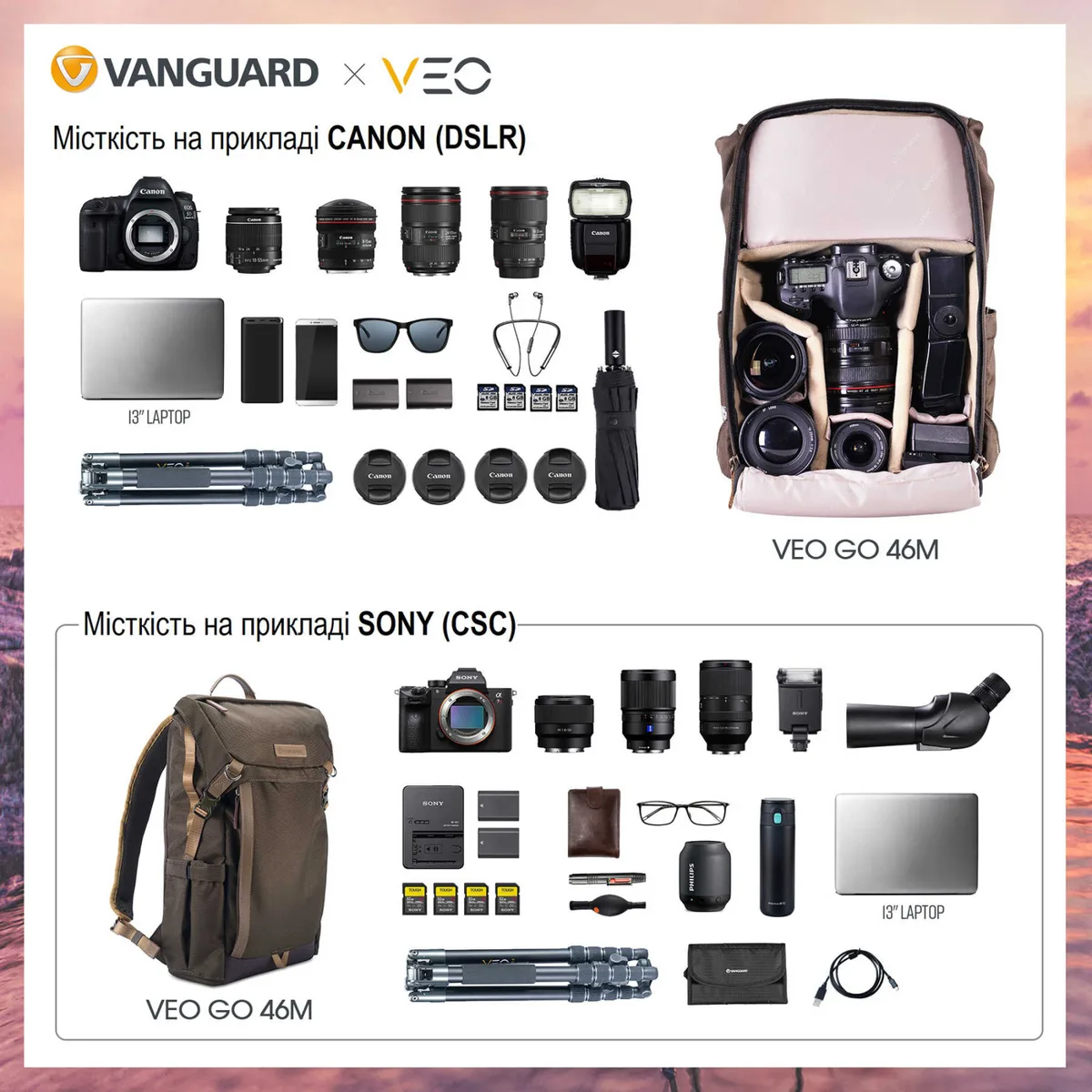 Рюкзак Vanguard Поліестер 13 л Хакі