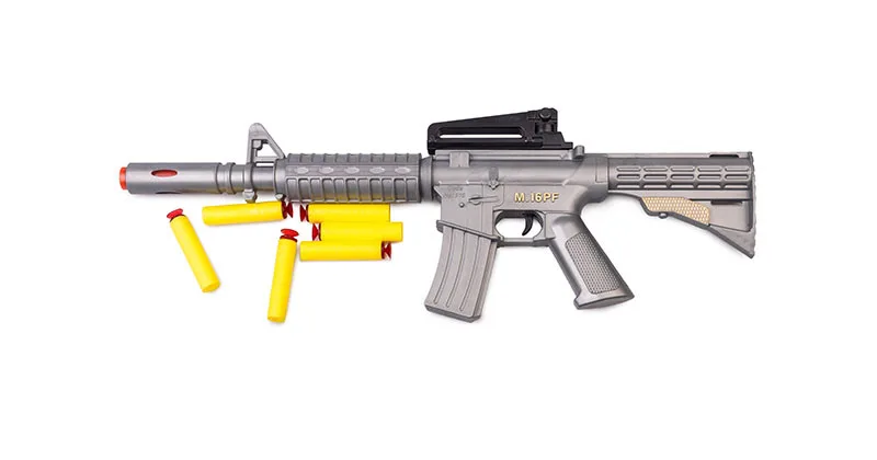 Игрушечный автомат 42x15x4 см пластик серый мягкие шары