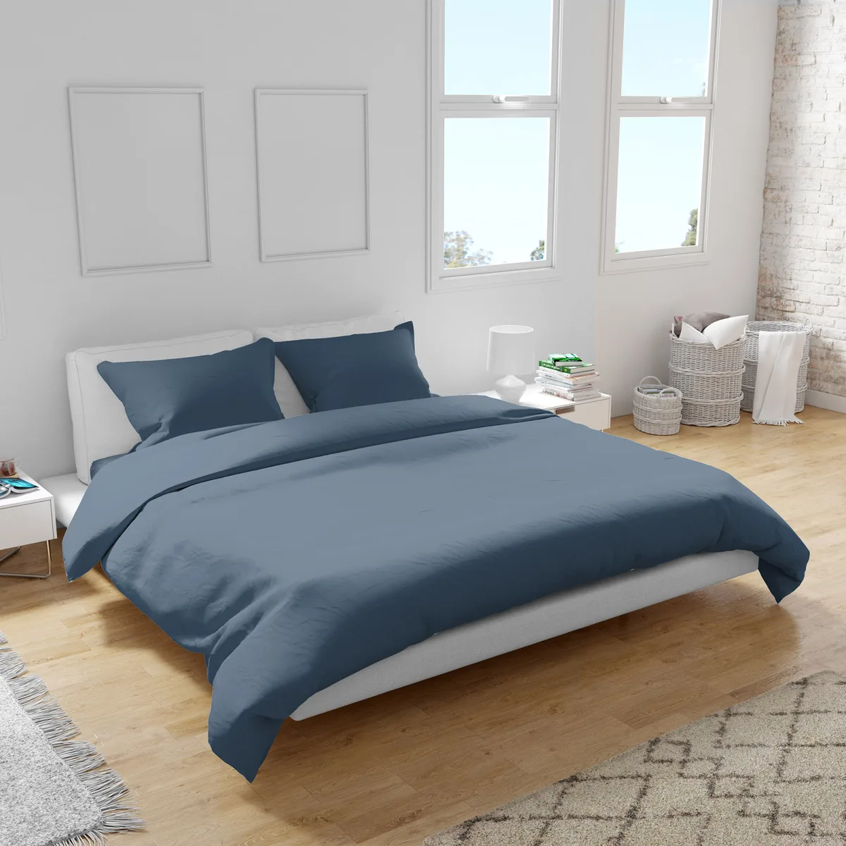 Півтораспальний комплект постільної білизни Home Line Сатин 160х230 см Синій
