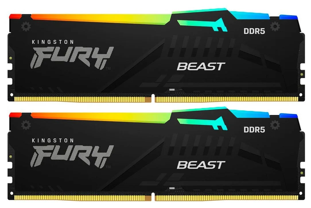 Пам'ять ПК Kingston DDR5 64GB KIT (32GBx2) 5600 FURY Beast RGB XMP