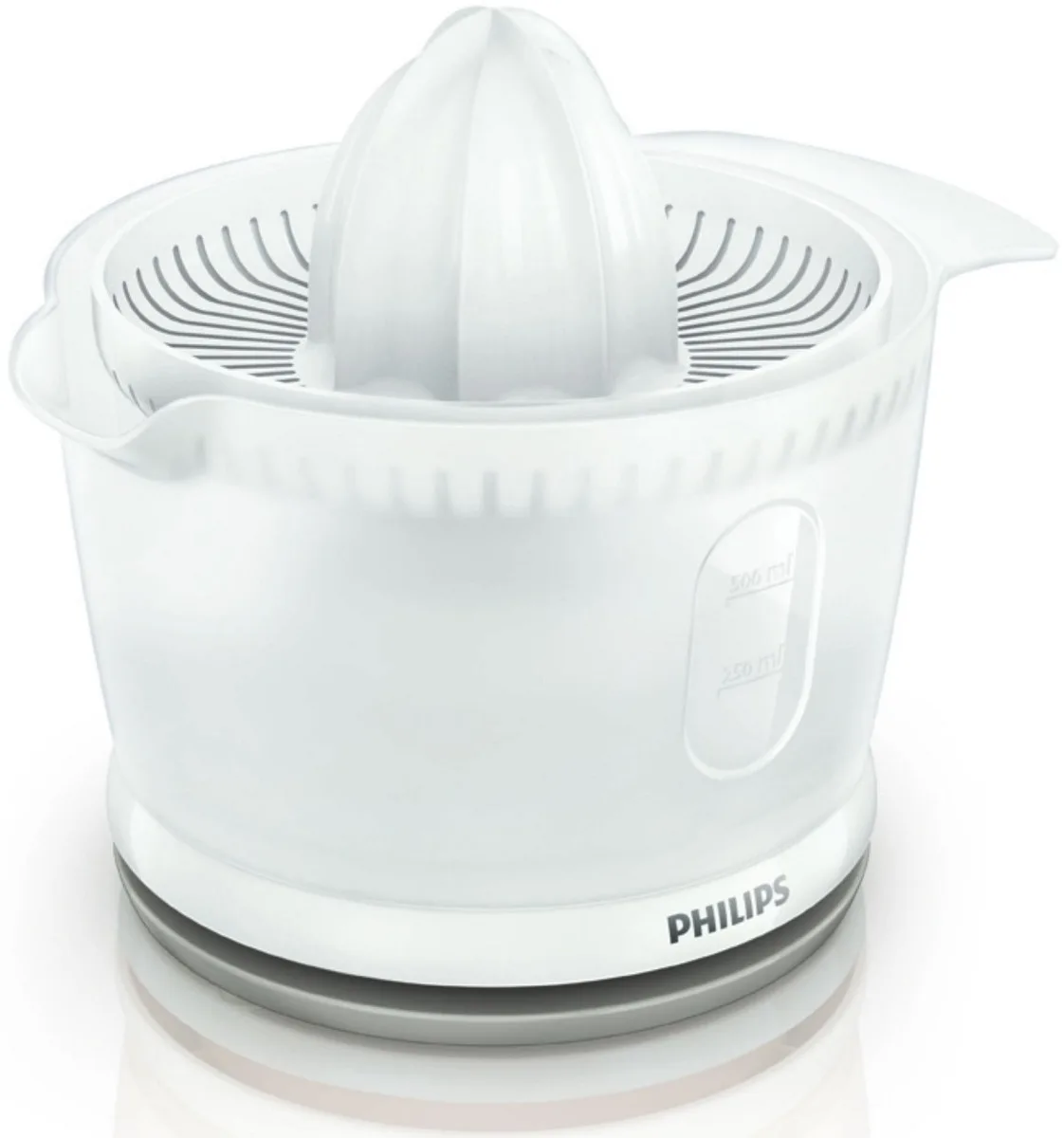 Цитрусовий прес Philips Daily Collection, потужність 25Вт, об'єм чаші 0.5л, пластиковий корпус, білий колір.